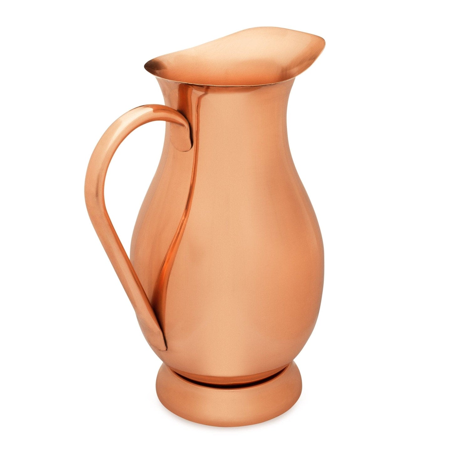 Elegant Copper Pitcher with PerfectFit Lid | 70 oz and 2 Tall Smooth Mugs | Each Mug Holds 16 oz