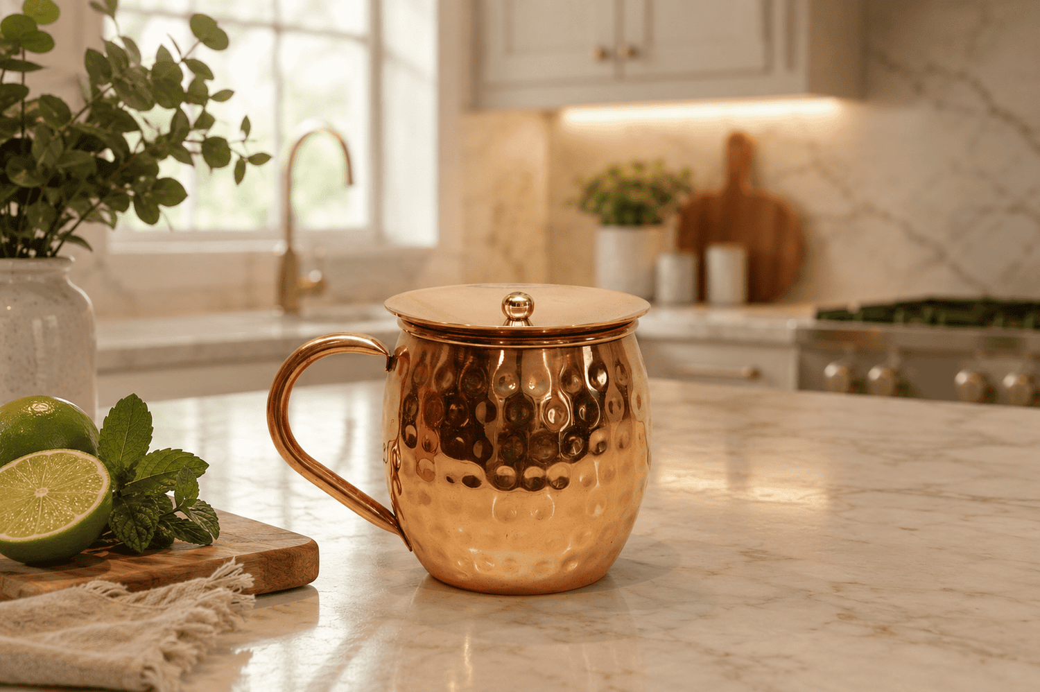 Signature Barreled Hammered Copper Mug Set | 16 oz