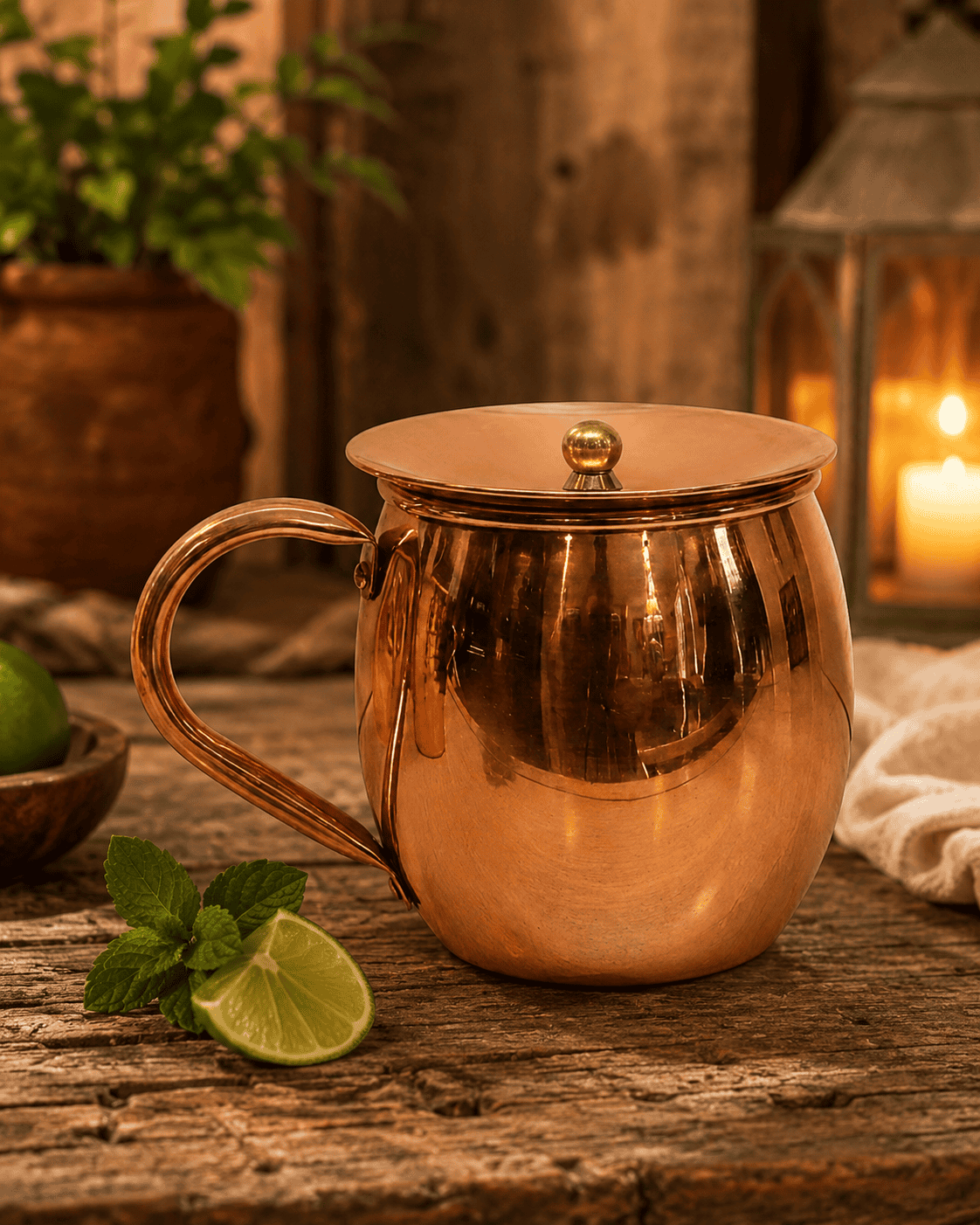 Signature Barreled Smooth Copper Mug Set | 16 oz