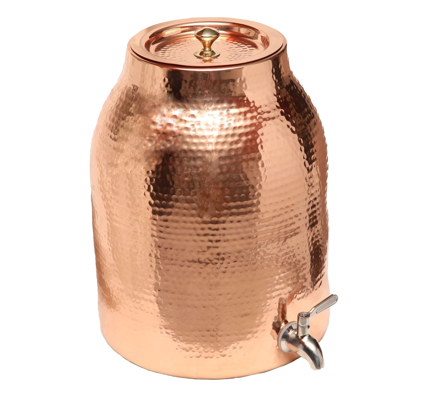 Pure Copper Water Dispenser with Lid | Glossy Finish | Holds 3.5gal