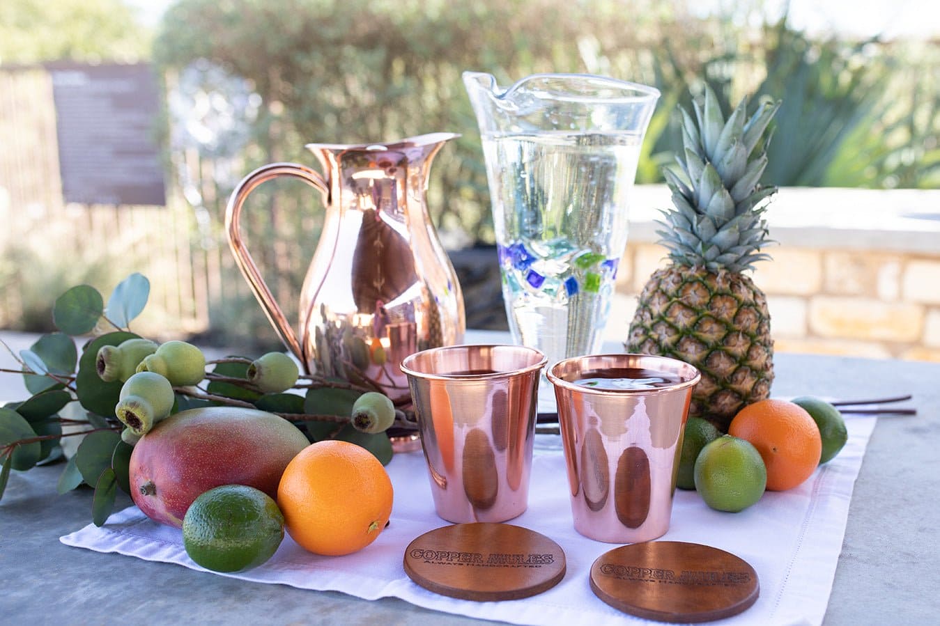 Elegant Copper Pitcher with PerfectFit Lid | 70 oz and 2 Smooth Tumblers | Each Tumbler Holds 14 oz