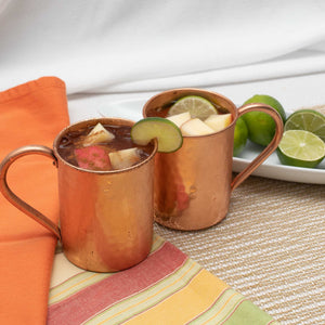 Moscow Mule Pure Copper Mugs Set of 2 by Copper Mules-HandCrafted-Straight Hammered Finish- Classic Riveted Handles – Holds 16oz