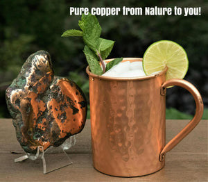 100% Copper Moscow Mule Mug by Copper Mules | Tall Hammered Style | Handcrafted Quality | Strong Riveted Handle | 16oz